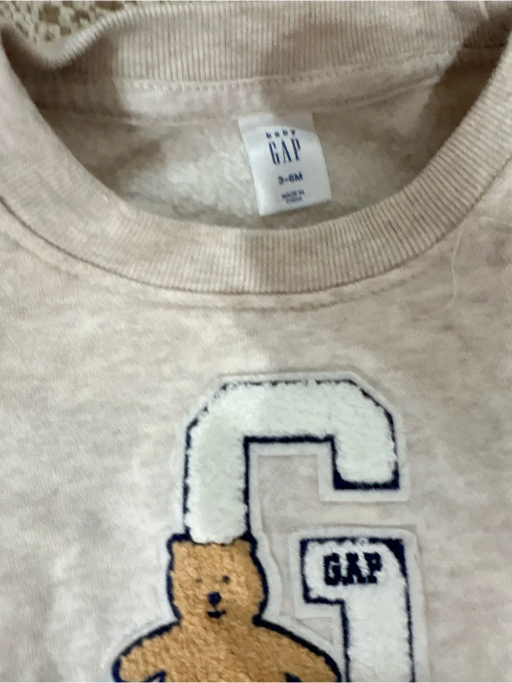 GAP Cream Sweatshirt with Teddy & Letter Patch